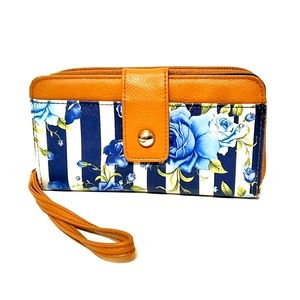 Blue Flowers Leather-Like Wallet